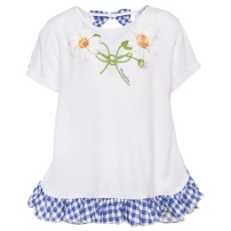 Girls Daisy Top With Vichy Frills