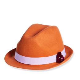 Girls Orange Hat with Ribbon