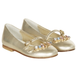 Girls Golden Pumps with Jewels