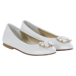 Girls Ivory Pumps with Jewels