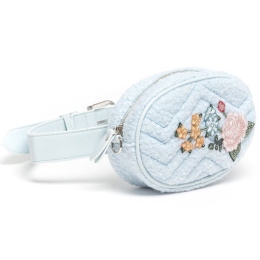 Girls Bouclé & Floral Belt Bag With Chain
