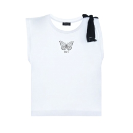 Girls Asymmetric Tank Top With Butterfly And Bow On The Shoulder
