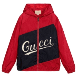 Boys Nylon Jacket With Gucci Script