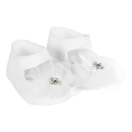 Baby Girls Tafetta Shoes With Tulle Flower
