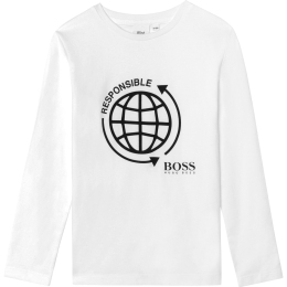 Boys Long Sleeve T-Shirt With Responsible Print and Logo