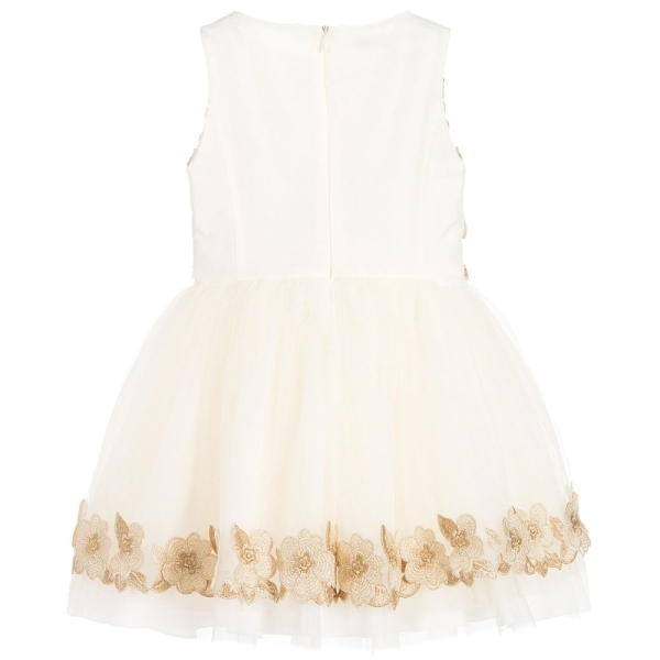 Girls Tulle Dress With Flower Appliccations PINCO PALLINO 