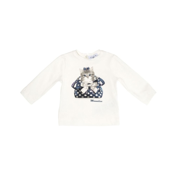 Baby Girls Cat & Bag Print Long Sleeve T-Shirt Monnalisa 
