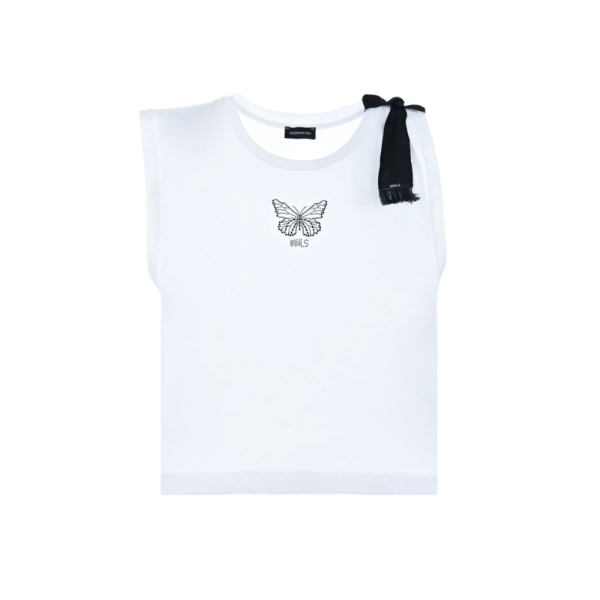 Girls Asymmetric Tank Top With Butterfly And Bow On The Shoulder Monnalisa 