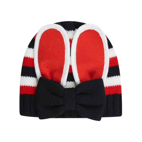 Baby Girls Wool Beanie With Bow & Bunny Ears GUCCI 