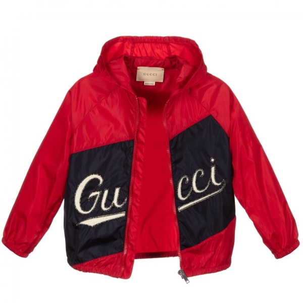Boys Nylon Jacket With Gucci Script Gucci 
