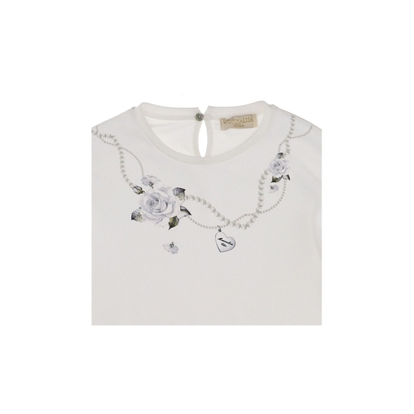Girls T-Shirt With Necklace Print Monnalisa 