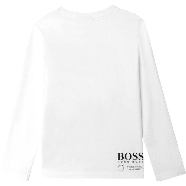 Boys Long Sleeve T-Shirt With Responsible Print and Logo BOSS 